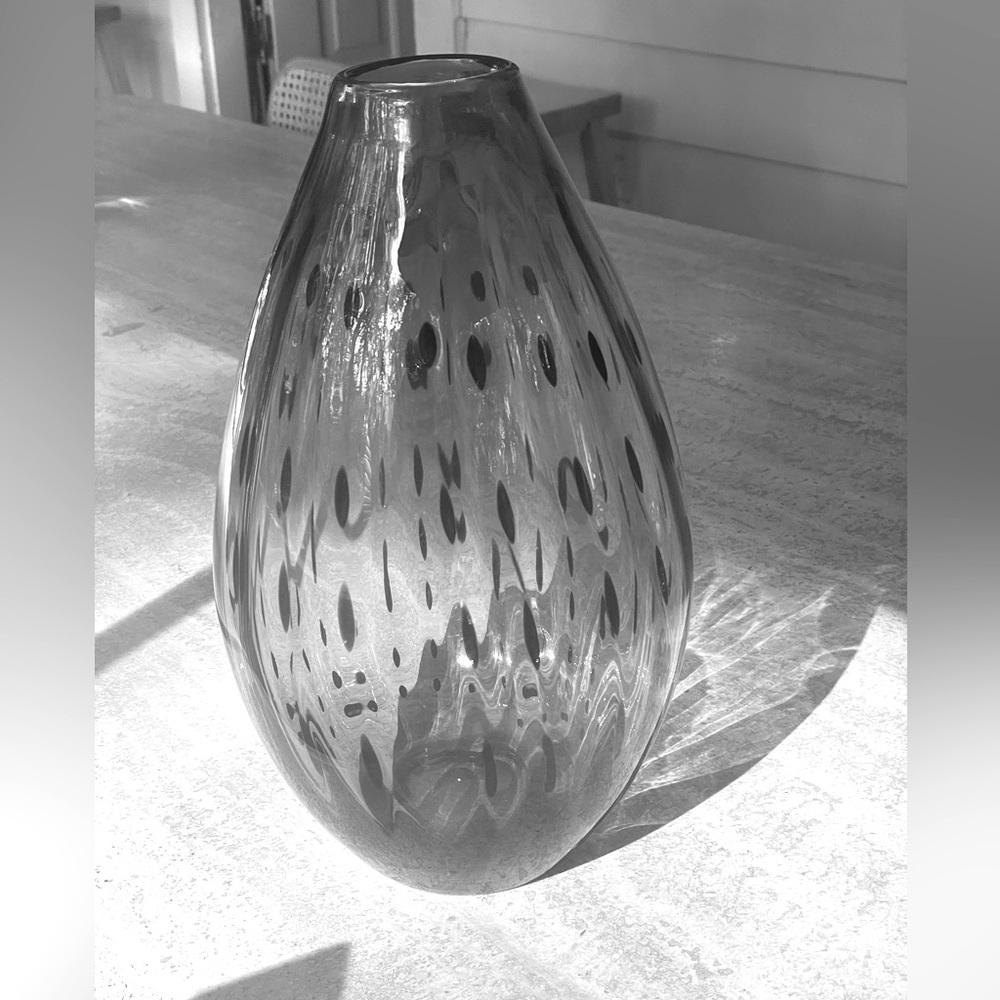 Murano style amber teardrop vase